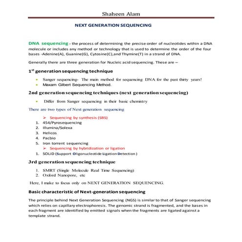 Next generation sequencing