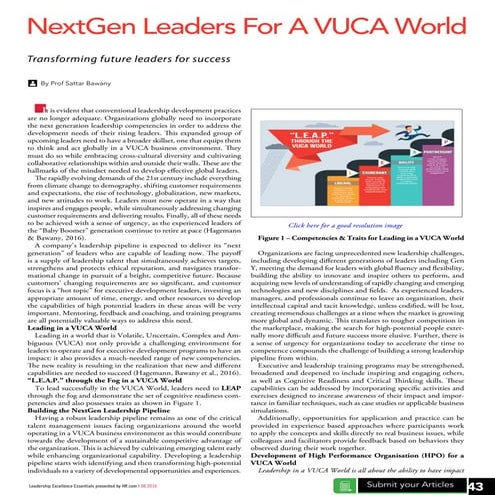 NextGen Leaders for a VUCA World in Leadership Excellence_August 2016 Issue