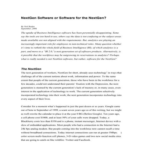 Strategy Report for NextGen BI