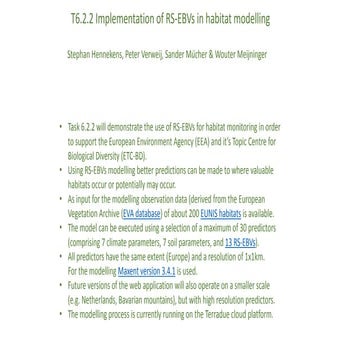 Implementation of RS-EBVs in Habitat Modelling