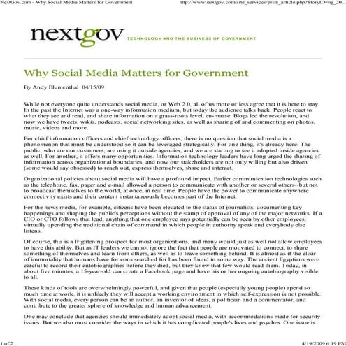 Why Social Media Matters for Government - Andy Blumenthal