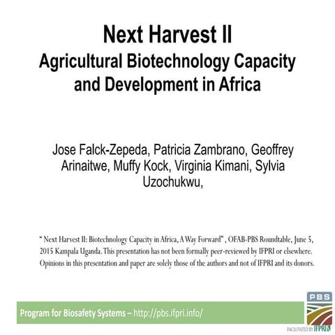 Next harvest ii presentation kampala june 2015