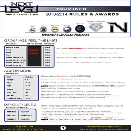 NEXT LEVEL DANCE COMPETITION 2014 RULES | PDF