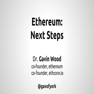 Ethereum: Next steps...