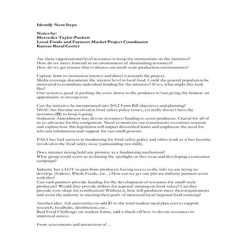 Concluding steps from the short course "Food, Safety & Liability Insurance"