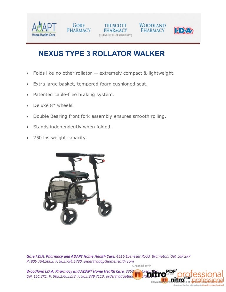 Nexus type 3 rollator walker