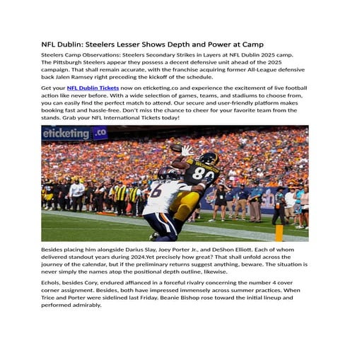 NFL Dublin Steelers Lesser Shows Depth and Power at Camp.docx