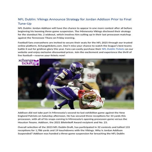 NFL Dublin Vikings Announce Strategy for Jordan Addison Prior to Final ...