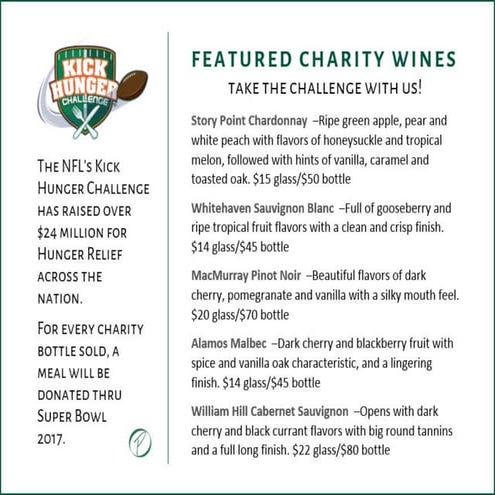 NFL Kick Hunger Charity Wine at Peterson's