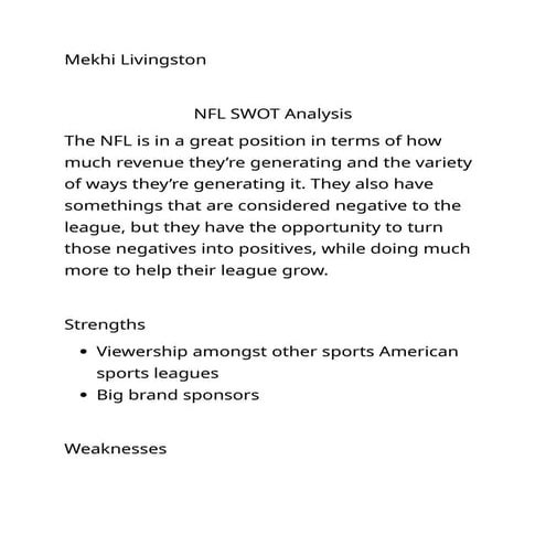 Nfl Swot Analy Docx