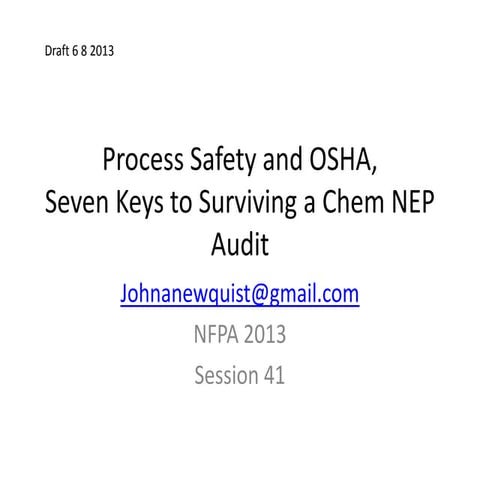 Nfpa Process Safety Management and osha 6 8 2013