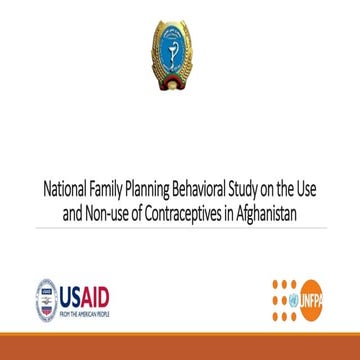 National Behavior Study on Use and Non Use of FP Methods in Afghanistan