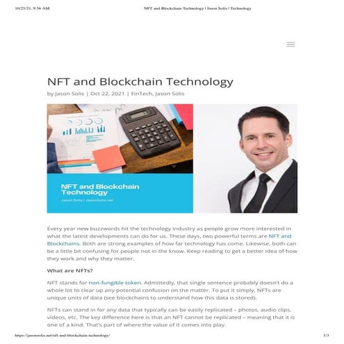 NFT and Blockchain Technology - Jason Solis