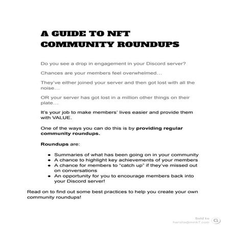 NFT Community Roundup Guide
