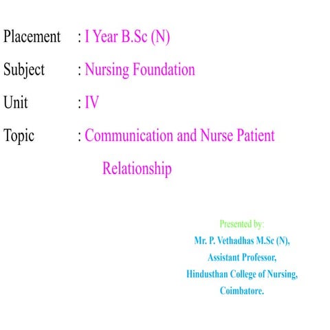 NF unit IV Communication and nurse patient relationshiptx