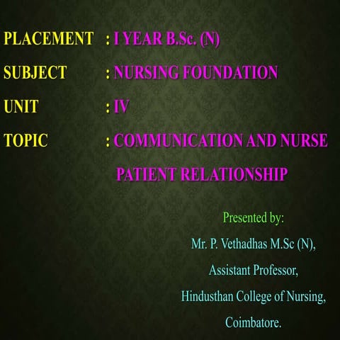 NF unit IV Communication and nurse patient relationship.pptx