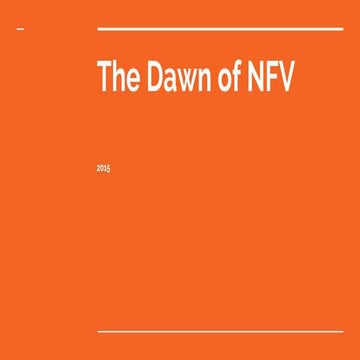 The Dawn of NFV