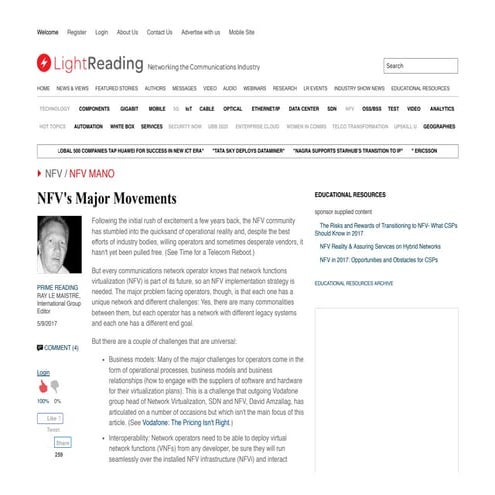 NFV's major movements - Cloudify in Light Reading