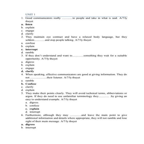 Ngân hàng câu hỏi trắc nghiệm Market Leader Upper Intermediate