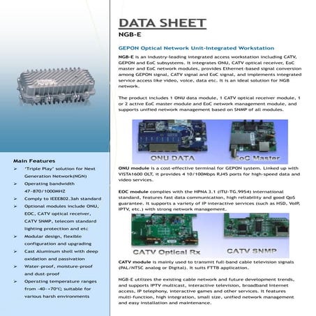 NGB-E Integrated Optical Node include CATV+onu+eoc