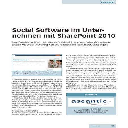 Social Software im Unternehmen mit SharePoint 2010