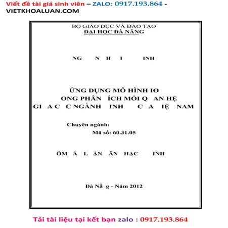 Ứng dụng mô hình IO trong phân tích mối quan hệ giữa các ngành kinh tế ...