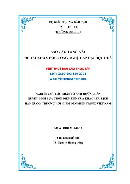 NGHIÊN CỨU CÁC NHÂN TỐ ẢNH HƯỞNG ĐẾN QUYẾT ĐỊNH LỰA CHỌN ĐIỂM ĐẾN CỦA KHÁCH D...