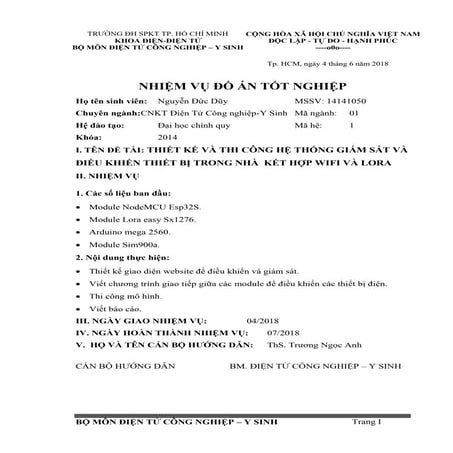 Đề tài: Hệ thống giám sát và điều khiển thiết bị trong nhà, HAY