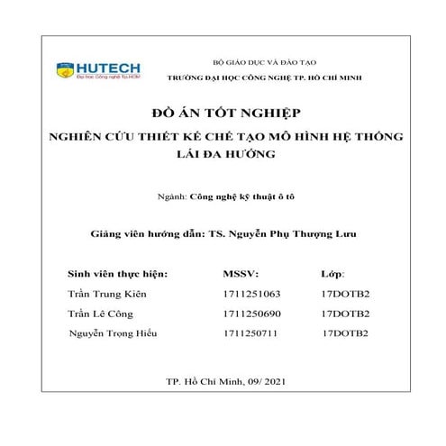 Nghiên cứu thiết kế chế tạo mô hình hệ thống lái đa hướng, Nguyễn Phụ Thượng Lưu