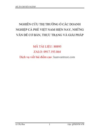 Nghiên cứu thị trường ở các doanh nghiệp cà phê Việt Nam hiện nay, những vấn ...