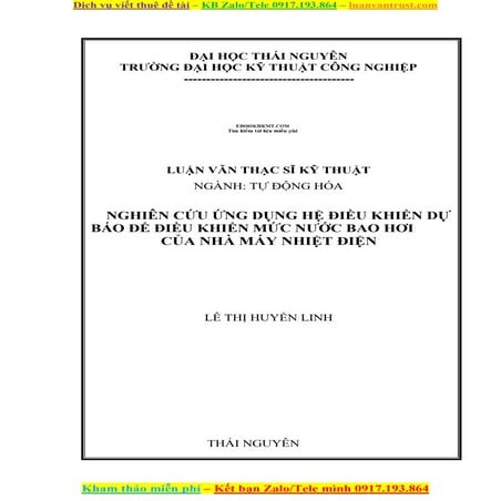 Nghiên cứu ứng dụng hệ điều khiển dự báo để điều khiển mức nước bao hơi của nhà máy nhiệt điện.doc