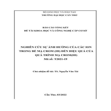 Nghiên cứu sự ảnh hưởng của các ion trong bể mạ Crom (III) đến hiệu quả ...
