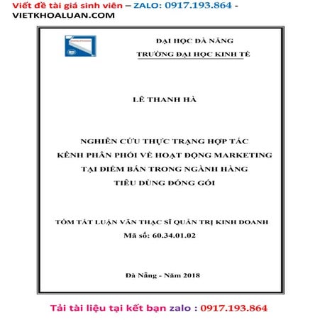 Nghiên Cứu Thực Trạng Hợp Tác Kênh Phân Phối Về Hoạt Động Marketing Tại Điểm ...