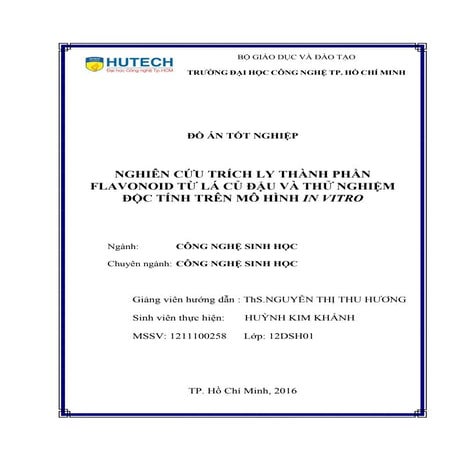 Nghiên cứu trích ly thành phần flavonoid từ lá củ đậu và thử nghiệm độc tính ...