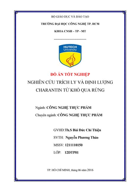 Nghiên cứu trích ly và định lượng charantin từ khổ qua rừng