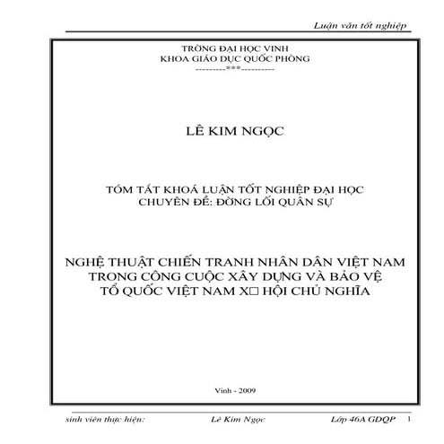 Nghệ thuật chiến tranh nhân dân việt nam trong công cuộc xây dựng và bảo vệ t...