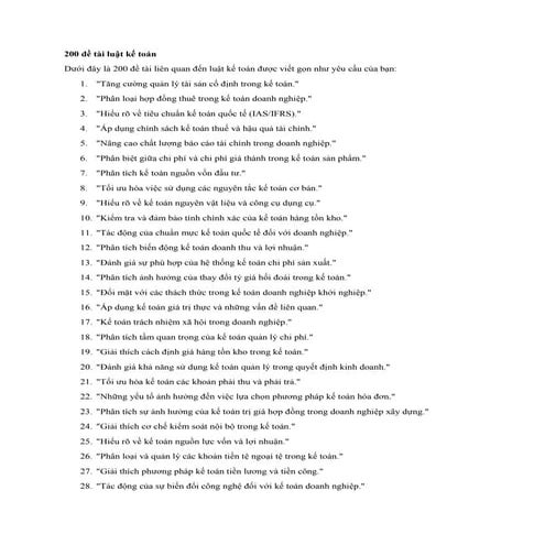 200 đề tài luật kế toán, HAY