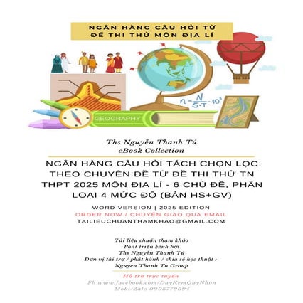 NGÂN HÀNG CÂU HỎI TÁCH CHỌN LỌC THEO CHUYÊN ĐỀ TỪ ĐỀ THI THỬ TN THPT 2025 MÔN...