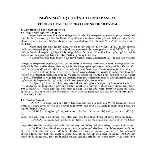 Ngôn ngữ lập trình turbo pascal full | PDF