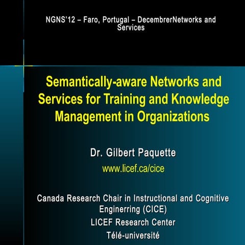 Semantically-aware Networks and Services for Training and Knowledge Managemen...