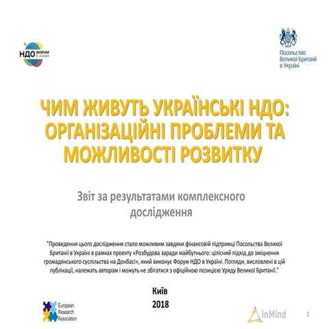 ЧИМ ЖИВУТЬ УКРАЇНСЬКІ НДО. 2018. Звіт за результатами комплексного дослідженн...