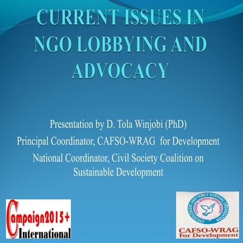 Current Issues in NGO Lobbying And Advocacy