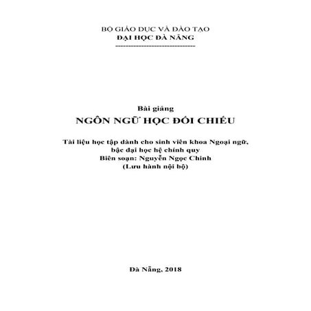 Ngôn ngữ học đối chiếu - Dành cho SV ngoại ngữ - Dẫn luận ngôn ngữ ...