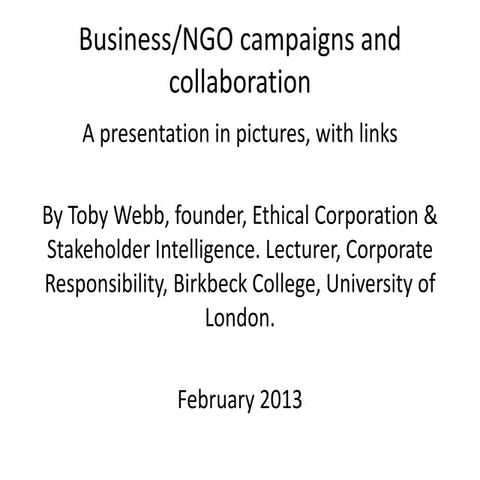 NGO Partnerships and Campaigning in pictures, Toby Webb Feb 2013