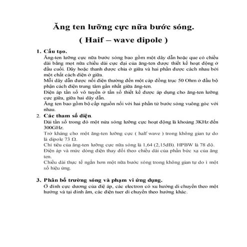 ăNg ten lưỡng cực nữa bước sóng