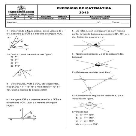 âNgulos   lista 1 a 8