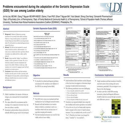 Problems Encountered During the Adaptation of the Geriatric Depression Scale ...