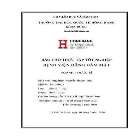 báo cáo thực tập tốt nghiệp bệnh viện răng hàm mặt