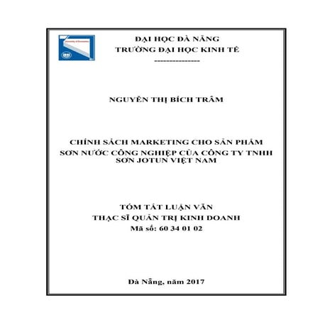 Luận văn: Chính sách marketing cho sản phẩm sơn nước, HAY