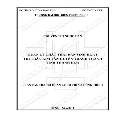 Luận văn: Quản lý chất thải rắn sinh hoạt tại Thanh Hóa, HAY